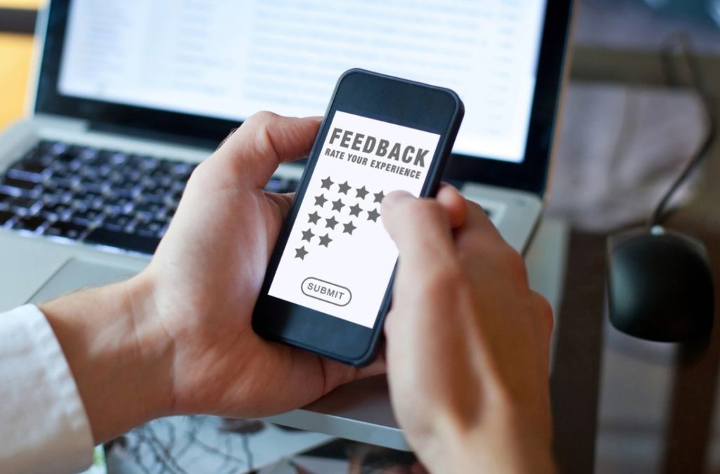 Feedback page on mobile phone