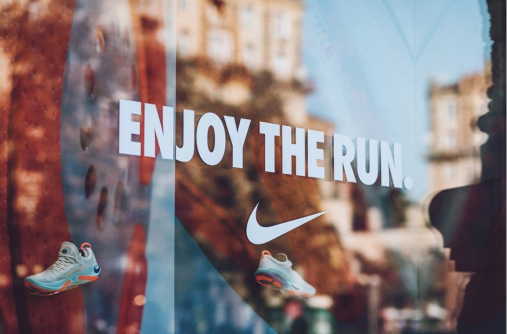 Nike's logo on store window