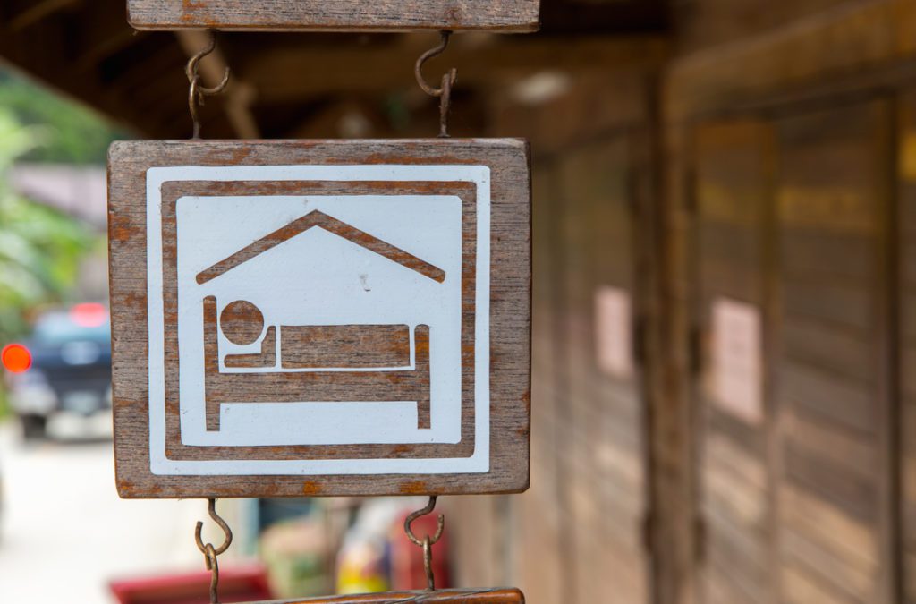 Hostel wooden sign board