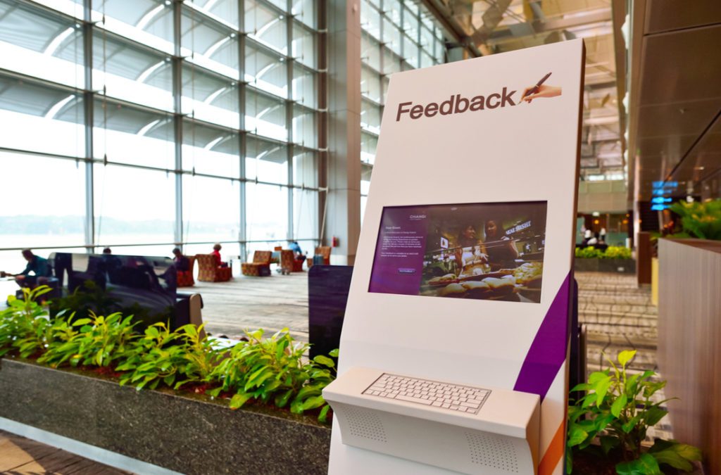 Feedback kiosk at international airport