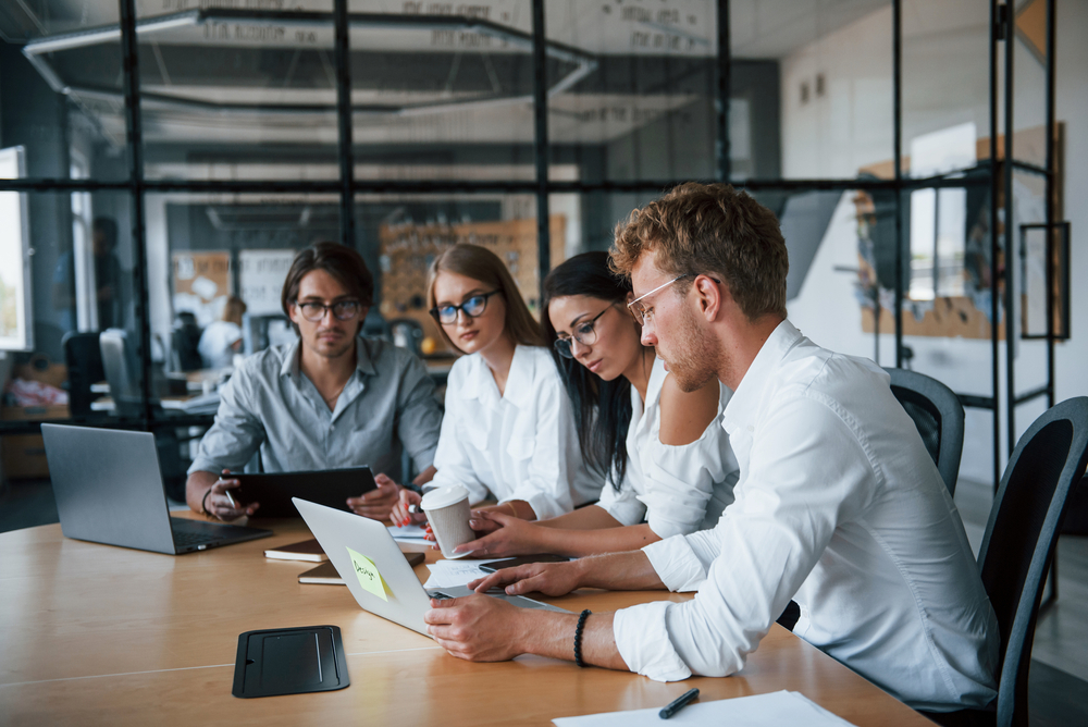 Young business people working together in office