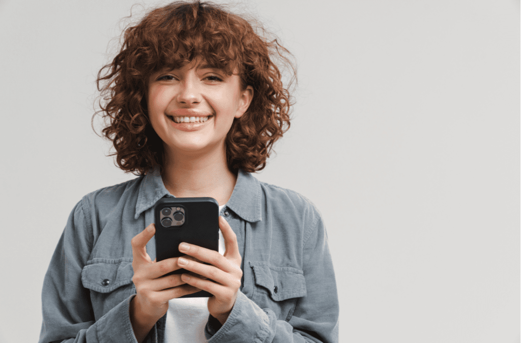 Woman holding cellphone